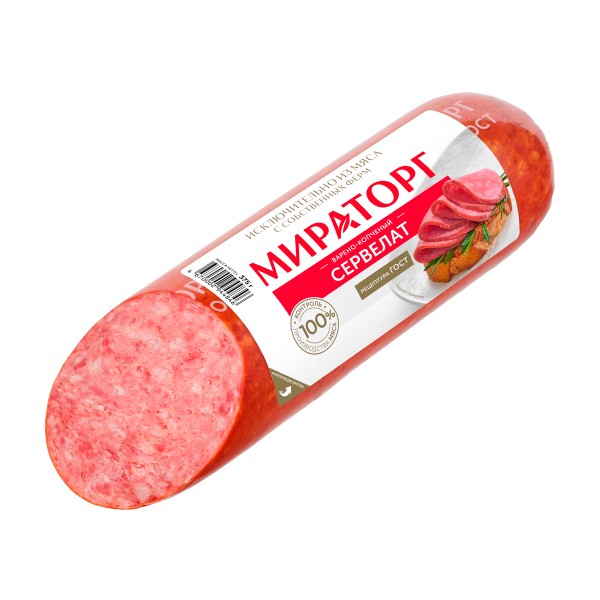 Колбаса варено-копченая Сервелат Мираторг 375г