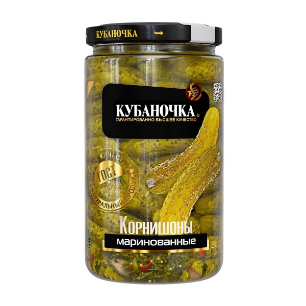 Огурчики Кубаночка корнишоны маринованные 360г