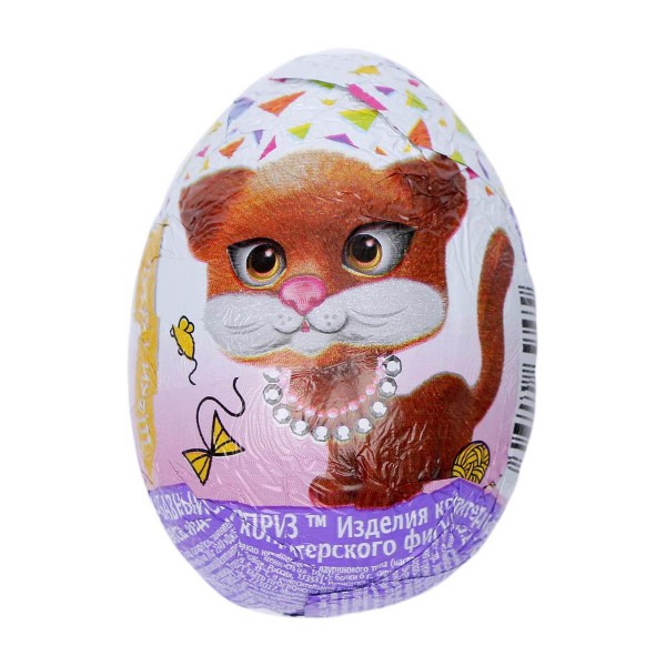 Яйцо шоколадное Забавный сюрприз для девочек щенки и котята 20г
