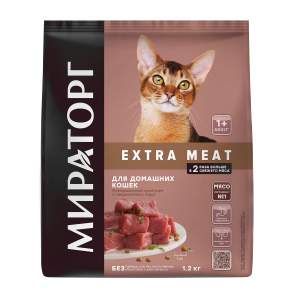 Корм для домашних кошек Winner Extra Meat с говядиной Black Angus Мираторг 1,2кг