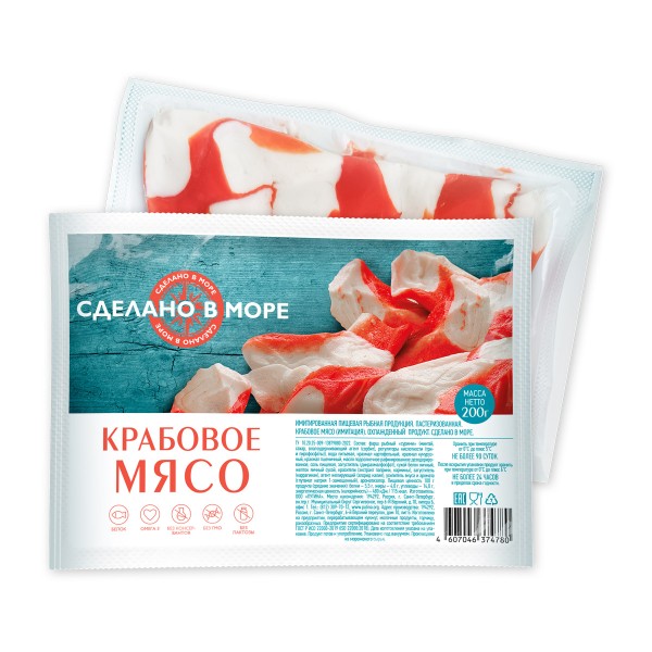 Крабовое мясо Сделано в море охлажденное 200г Путина