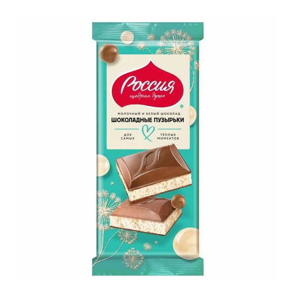 Шоколад Россия-щедрая душа белый пористый шоколадные пузырьки Nestle 70г