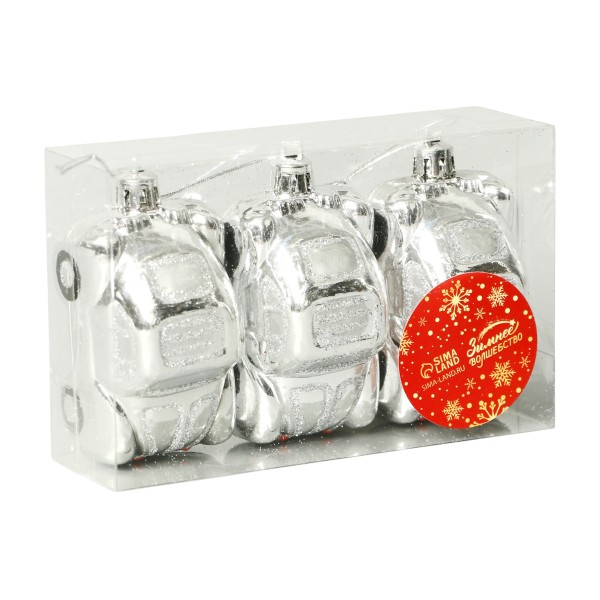 Набор украшений Автолегенда 7,5х4см 3шт серебро Зимнее волшебств6о