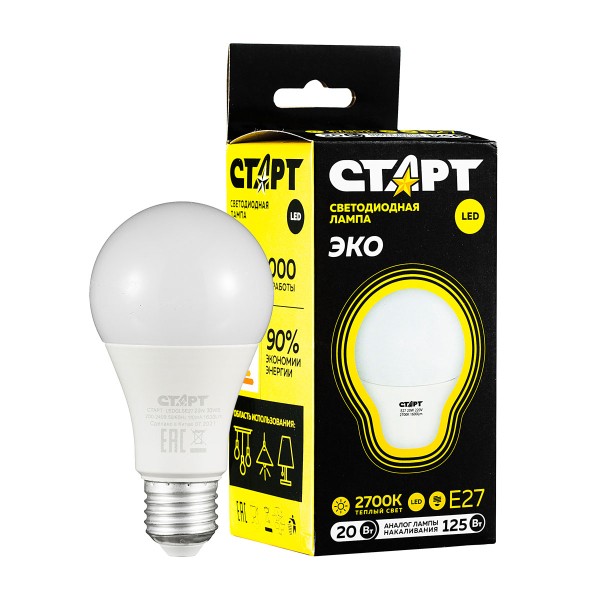 Лампа светодиодная Старт LED GLS 20W 27ПР E27