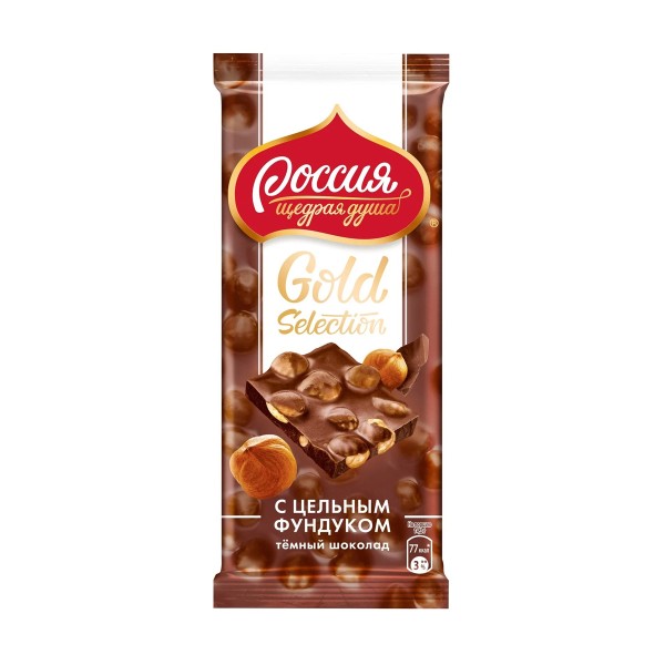Шоколад Россия Gold Selection темный с фундуком 85г