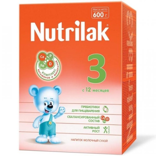 Смесь сухая молочная Nutrilak-3 600г с 12ти месяцев