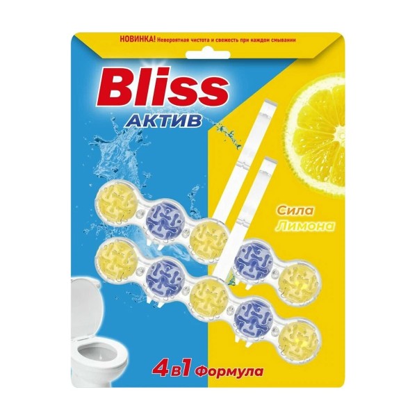 Блок гигиенический для унитаза Bliss Актив 4в1 Сила лимона 2шт 100г