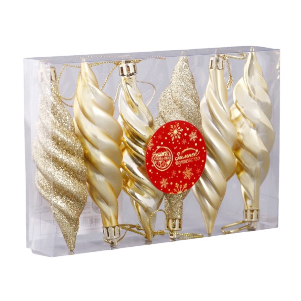 Украшение елочное Сосулька блеск 3х10см 6штук