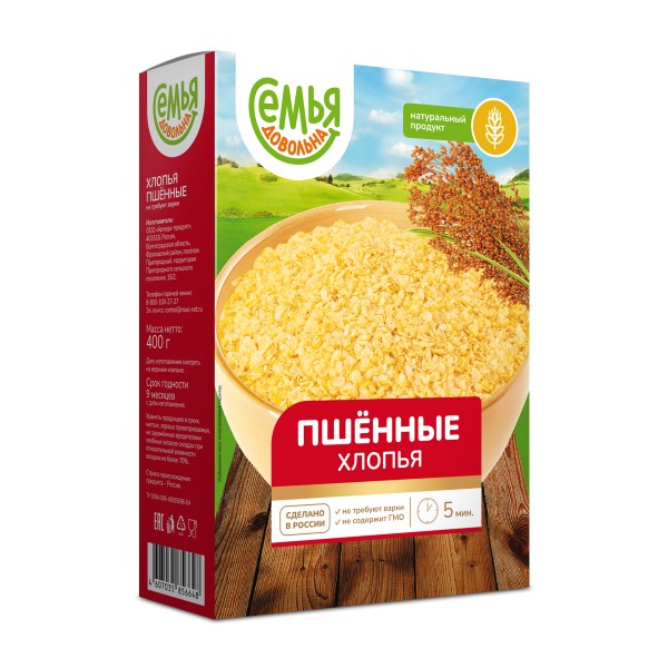 Хлопья пшенные Семья довольна 400г