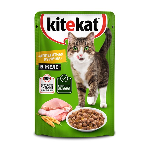 Корм для кошек Kitekat 85гр с курицей в желе