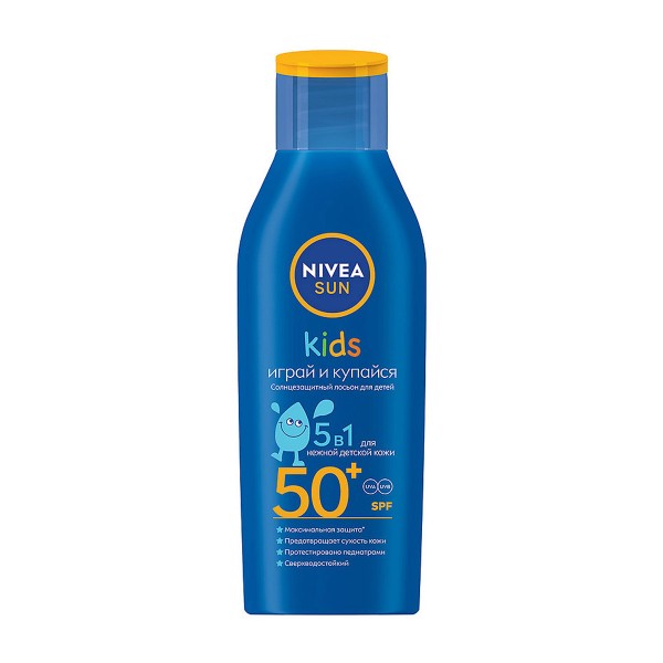 Лосьон Nivea Sun Играй и купайся детский с водостойким эффектом spf-50+ 200мл