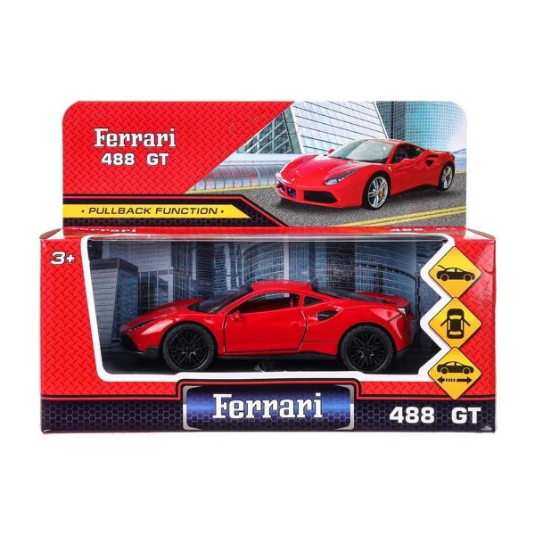 Машина Ferrary 488 GTB металлическая инерционная 12см Технопарк
