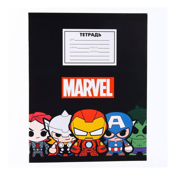 Тетрадь Мстители А5 18л клетка скрепка микс Marvel