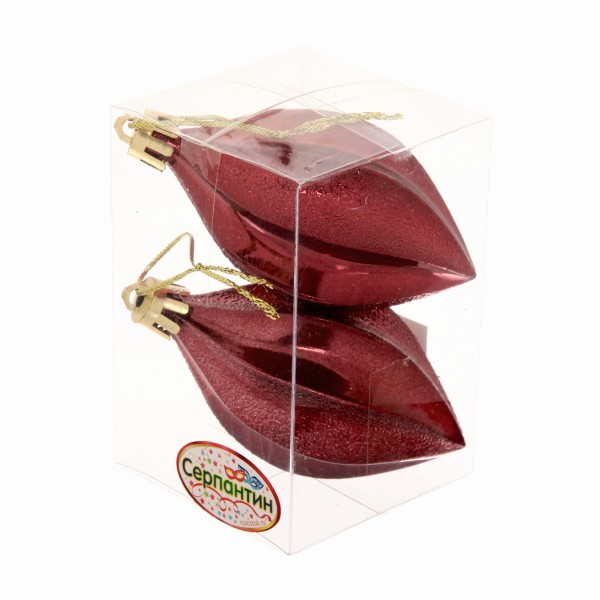 Игрушка елочная Таинственное очарование Серпантин капля 8см 2шт темный рубин