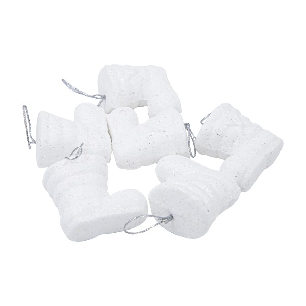 Набор елочных украшений Сапожок 5см 6шт белый