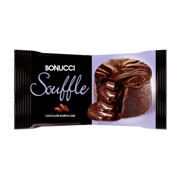 Пирожное бисквитное Souffle глазированое Bonucci 45г с начинкой "какао"