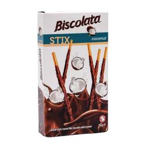 Палочки бисквитные Biscolata с кокосовой стружкой в молочном шоколаде Solen 32г