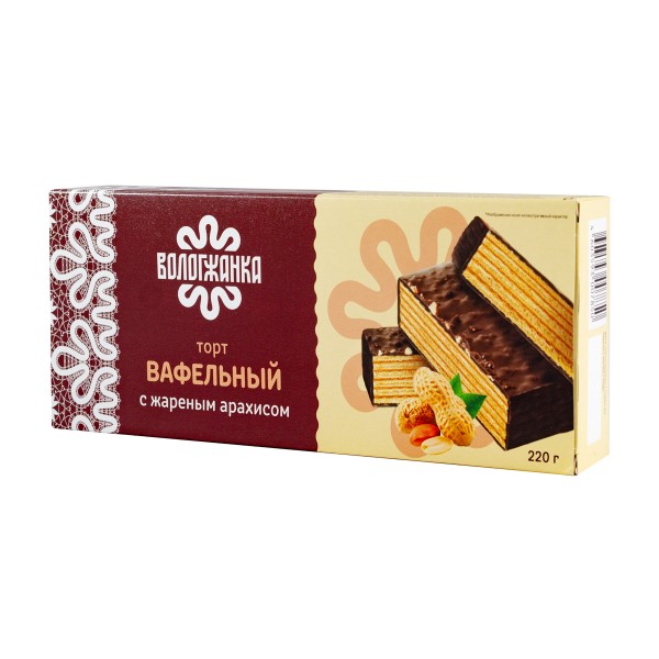 Торт вафельный Вологжанка 220г с жареным арахисом