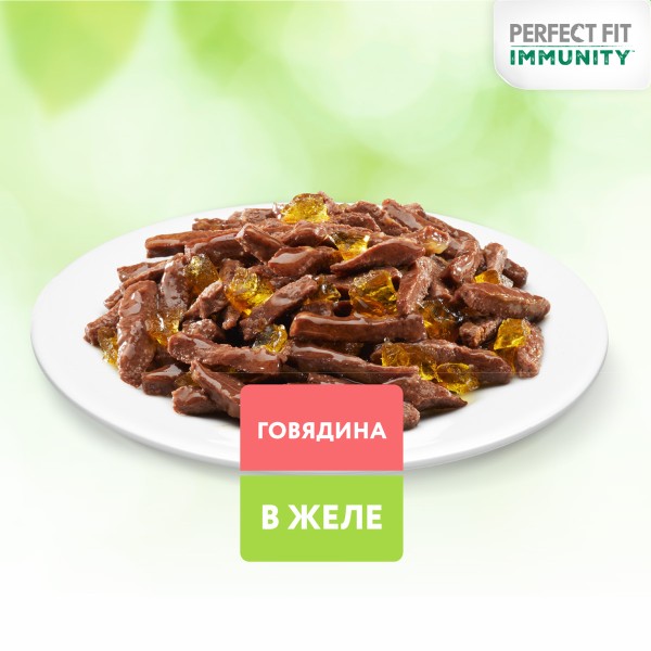 Корм для кошек Perfect fit Иммунитет для взрослых кошек 75г говядина, лён