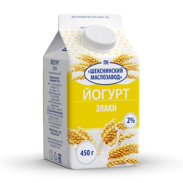 Йогурт фруктово-ягодный 2% Шекснинский маслозавод 450г злаки БЗМЖ
