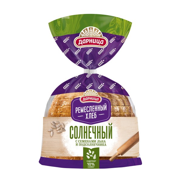 Хлеб с семенами льна и подсолнечника Солнечный в нарезку Дарница 350г