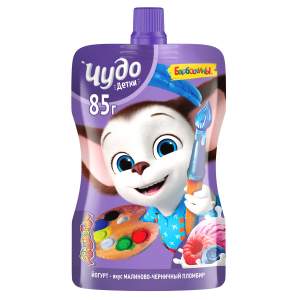 Йогурт питьевой Чудо детки 2,7% 85гр пломбир малиново-черничный БЗМЖ