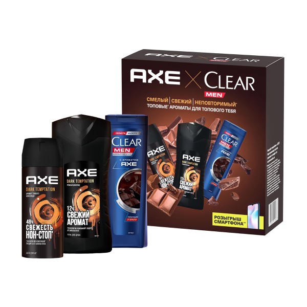 Набор подарочный Axe+Clear Dark Temptation: дезодорант+гель для душа