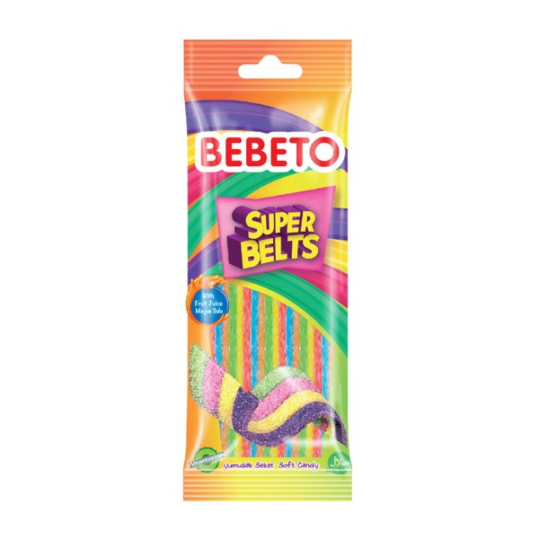 Жевательный мармелад Bebeto 75г super belts со вкусом тутти-фрутти