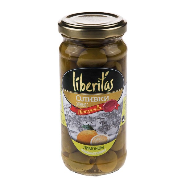 Оливки зеленые Liberitas 240г с лимоном