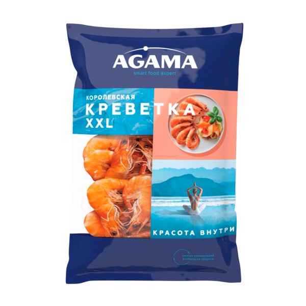 Креветки Королевкие XXL варено-мороженные Агама 700г
