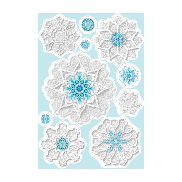 Наклейка оформительская/снежинки синие     