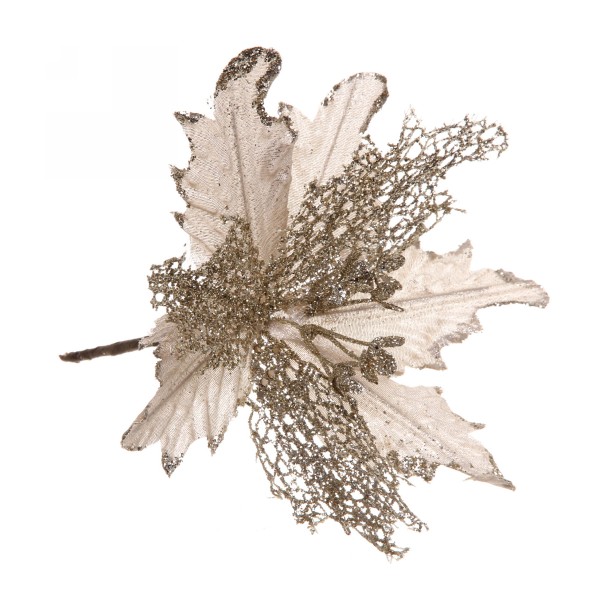 Украшение новогоднее Пуансеттия-нежность 23см шампань Серпантин