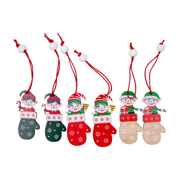 Набор подвесок деревянных Варежки 12,5см 6шт