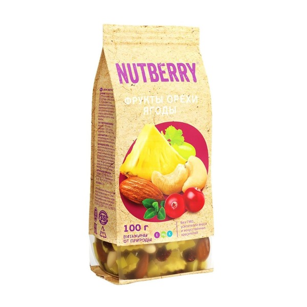 Смесь фруктово-ореховая Nutberry Орехи, фрукты, ягоды 100г