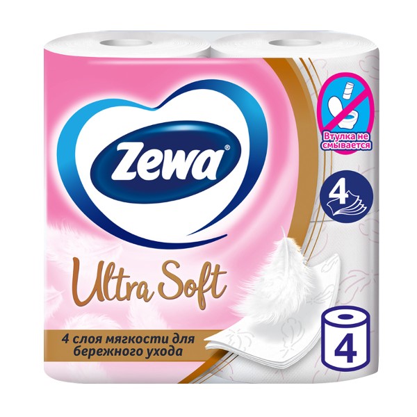Бумага туалетная Zewa Ultra Soft 4-хслойная 4шт