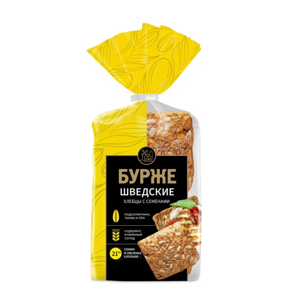 Хлебцы Бурже шведские с семенами Хлебный Дом 280г