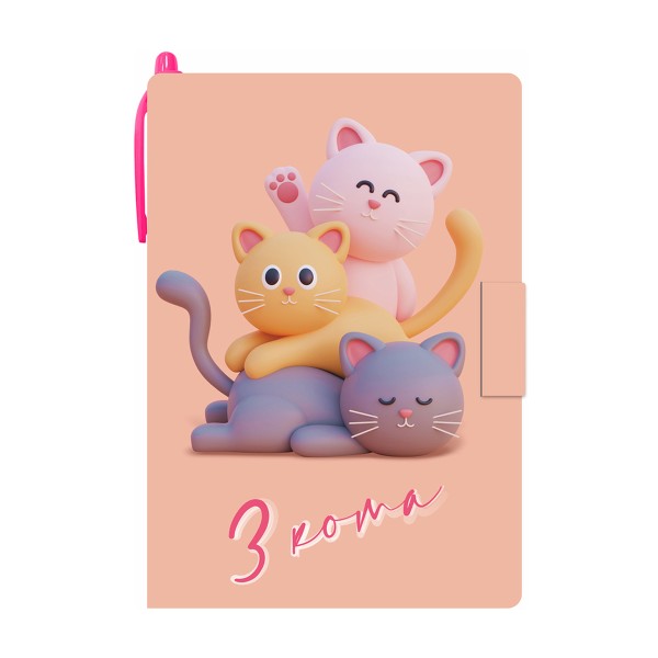Блокнот с ручкой 50л гребень Lamark 3 кота