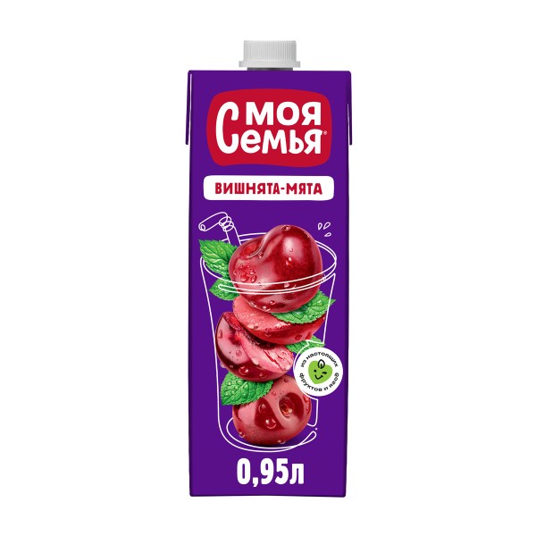 Напиток сокосодержащий Моя семья 0,95л вишнята-мята