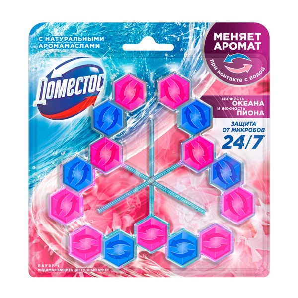 Блок гигиенический для унитаза Доместос Пауэр 5 Трио 3х50г цветочный букет