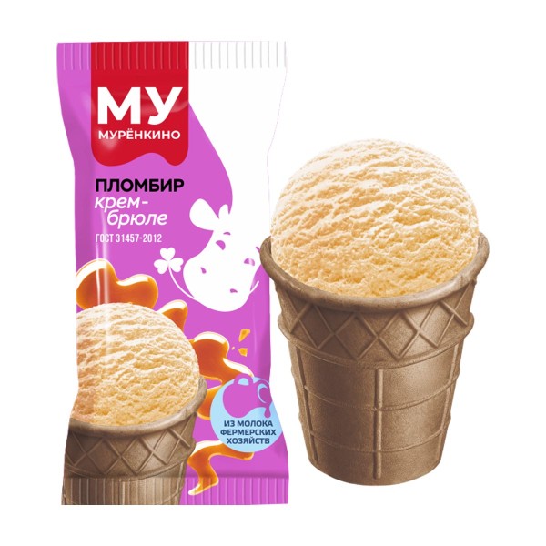 Мороженое стаканчик Пломбир крем-брюле с какао Муренкино 65г БЗМЖ
