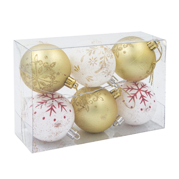 Набор шаров Русская зима золото/белый 6см 6шт
