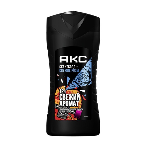 Гель для душа Aкс скейтборд и свежие розы 250мл