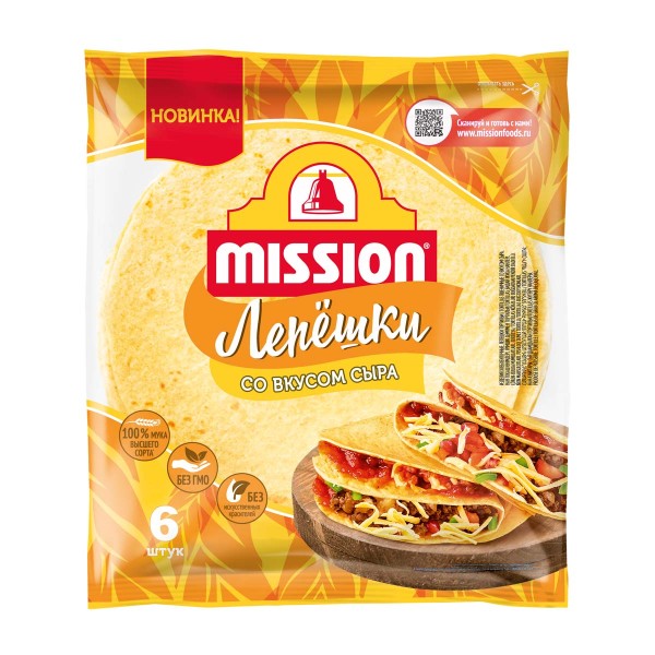 Лепешки cо вкусом сыра Mission 250г