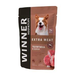 Корм для собак Winner Extra Meat для всех пород Телятина в соусе 85г