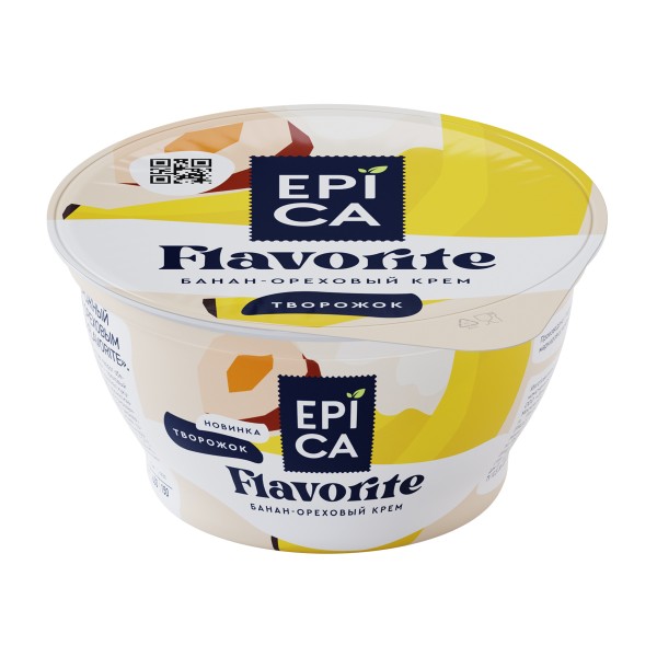 Десерт творожный Epica Flavorite 130г Эрман 7,6% банан и ореховый крем БЗМЖ