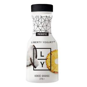 Йогурт питьевой Liberty Yogurt 1,5% 270г с ананасом, личи и кокосом БЗМЖ