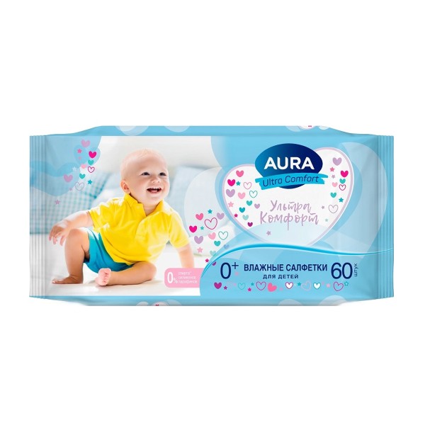 Салфетки влажные для детей Aura Ultra comfort 60шт