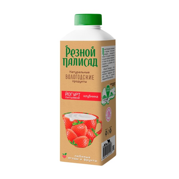 Йогурт питьевой Резной палисад 1,3% 500г клубника БЗМЖ