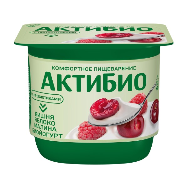 Биойогурт Актибио без сахара вишня-яблоко-малина  2,9% 130г Данон БЗМЖ