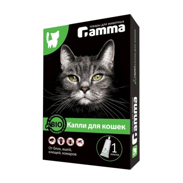 Капли био от внешних паразитов Gamma для кошек 1х1мл